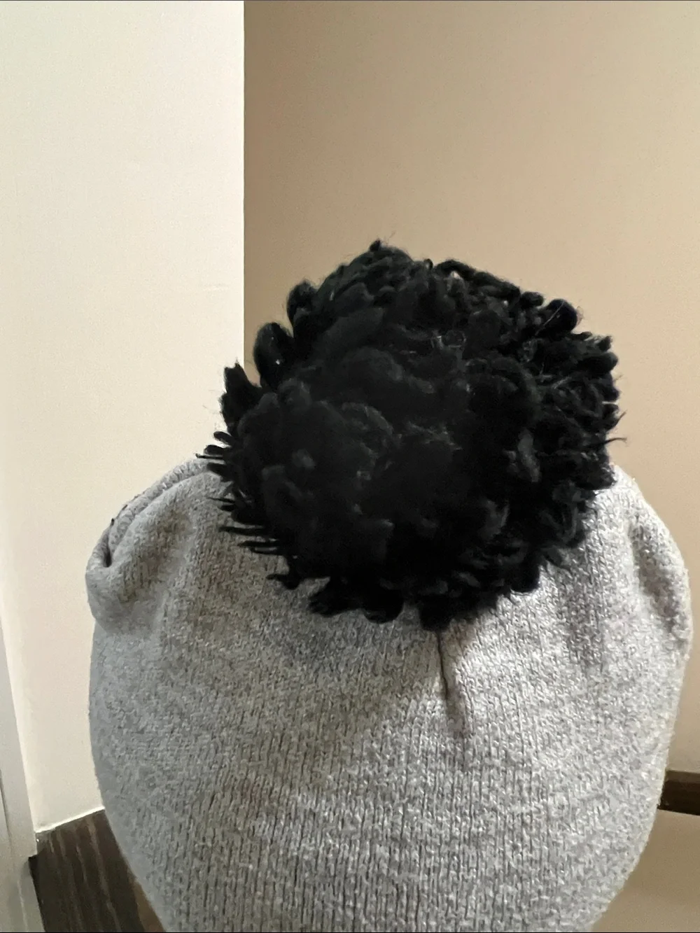 Kids Gray Mickey Mouse Pom-Pom Earflap Hat